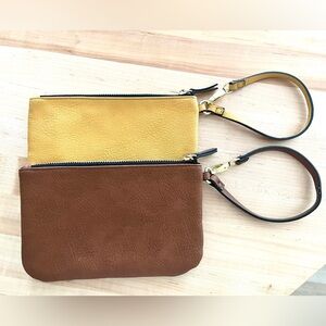 Steve Madden Brown & Yellow Wristlet Set (2)